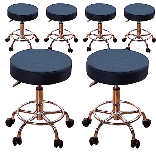 Zeyeo Verdickte Barhocker-Bezüge, Set, Universeller Runder Sitzbezug, Abnehmbarer Schutz Für Bar, Hotel, Barbershop(Dblue 6pcs,Large) von Zeyeo