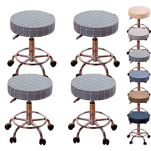 Zeyeo Verdickte Barhocker-Bezüge, Set, Universeller Runder Sitzbezug, Abnehmbarer Schutz Für Bar, Hotel, Barbershop(Plaid 4pcs,Large) von Zeyeo