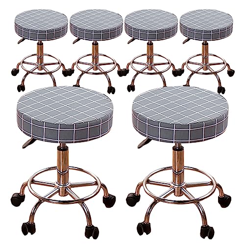 Zeyeo Verdickte Barhocker-Bezüge, Set, Universeller Runder Sitzbezug, Abnehmbarer Schutz Für Bar, Hotel, Barbershop(Plaid 6pcs,X-Large) von Zeyeo