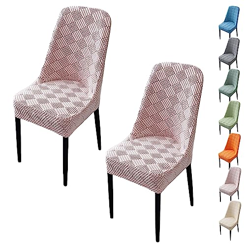 Zeyeo Verdickte Jacquard-Esszimmerstuhlbezüge, 1er-/2er-/4er-/6er-Set – Gebogene Rückenlehne, Dehnbar, Waschbar, Für Das Esszimmer(Pink 2pcs) von Zeyeo