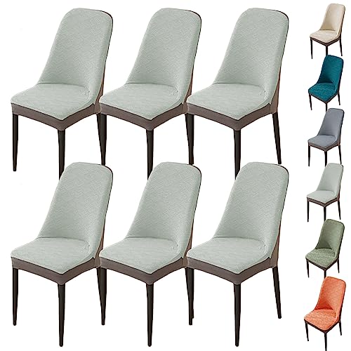 Zeyeo Verdickte Jacquard-Stuhlhussen Für Esszimmerstühle, 1er-/2er-/4er-Set – Dehnbarer, Waschbarer Parson-Schonbezug Mit Gebogener Rückenlehne(Grayish White 6pcs) von Zeyeo