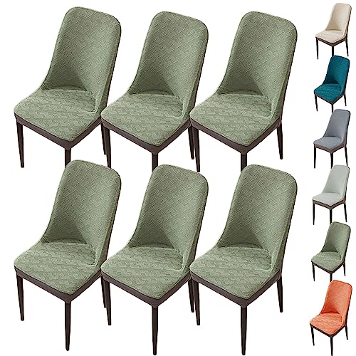 Zeyeo Verdickte Jacquard-Stuhlhussen Für Esszimmerstühle, 1er-/2er-/4er-Set – Dehnbarer, Waschbarer Parson-Schonbezug Mit Gebogener Rückenlehne(Green 6pcs) von Zeyeo