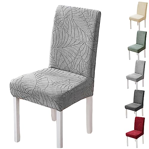 Zeyeo Verdickte Jacquard-Stuhlhussen Für Parson-Stuhl, 1er-/2er-/4er-Set, Wasserdicht, Dehnbar, Waschbar, Für Esszimmer/Hotel(Light Gray 1pcs) von Zeyeo