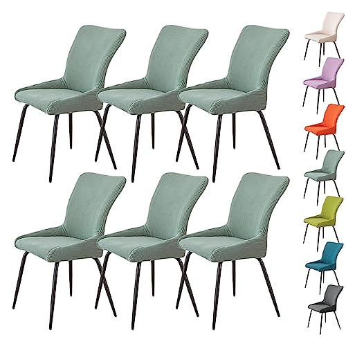 Zeyeo Verdickte Stuhlhussen Für Esszimmerstühle Mit Maiskornmuster, 1er-/2er-/4er-Set, Dehnbare, Waschbare Schonbezüge Für Stühle Mit Gebogener Rückenlehne(Green 6pcs) von Zeyeo