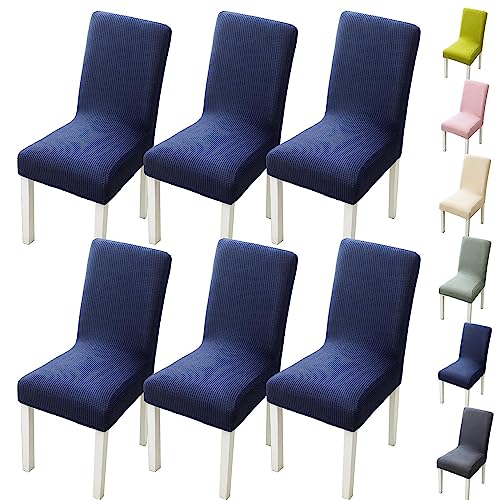 Zeyeo Verdicktes, Dehnbares Parson-Stuhlhussen-Set (1/2/4/6) – Moderner Jacquard-Sitzschutz Für Restaurants Und Hotels(Blue 6pcs) von Zeyeo