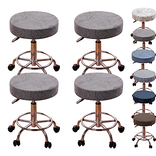 Zeyeo Verdicktes Rundes Barhocker-Stuhlbezug-Set (1/2/4/6 Stück) - Elastischer Schonbezug Für Drehbare, Anhebbare Hocker In Bars/Barbershops(Grey 4pcs,Medium) von Zeyeo