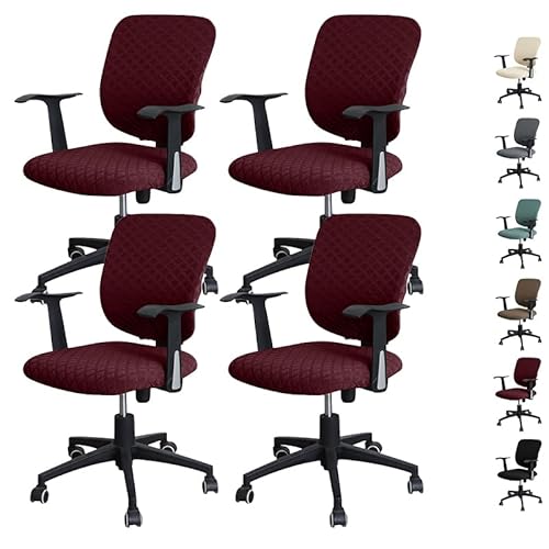 Zeyeo Wasserdichter Stretch-Bürostuhlbezug, Geteiltes Design, Drehstuhl-Schonbezug, Sitzfläche + Rückenlehne, 1/2/4/6 Stück(E 4pcs) von Zeyeo