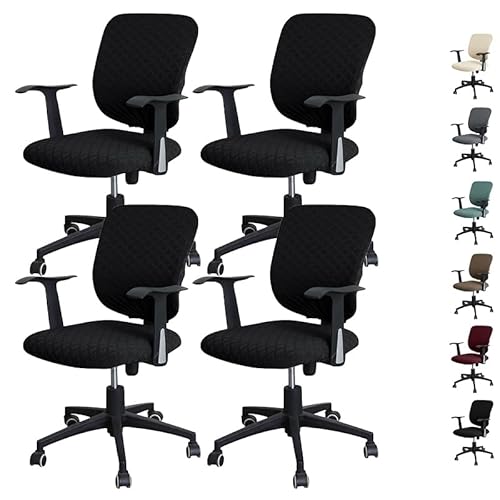 Zeyeo Wasserdichter Stretch-Bürostuhlbezug, Geteiltes Design, Drehstuhl-Schonbezug, Sitzfläche + Rückenlehne, 1/2/4/6 Stück(F 4pcs) von Zeyeo