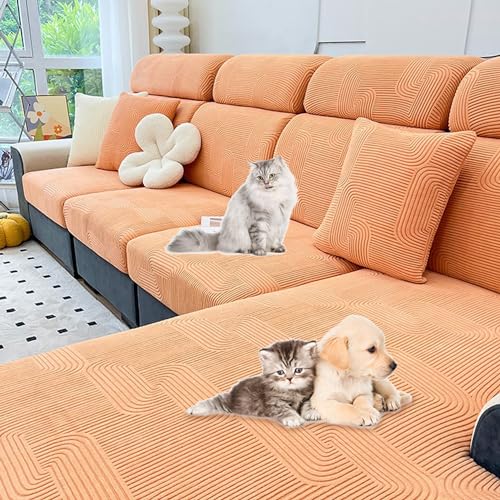 Zeyeo Weiche, Dehnbare Sofabezüge Für Chaiselongues In L-Form – Universelle, Waschbare Schoner Für Anbausofas(A,XXL Chaise Cover) von Zeyeo
