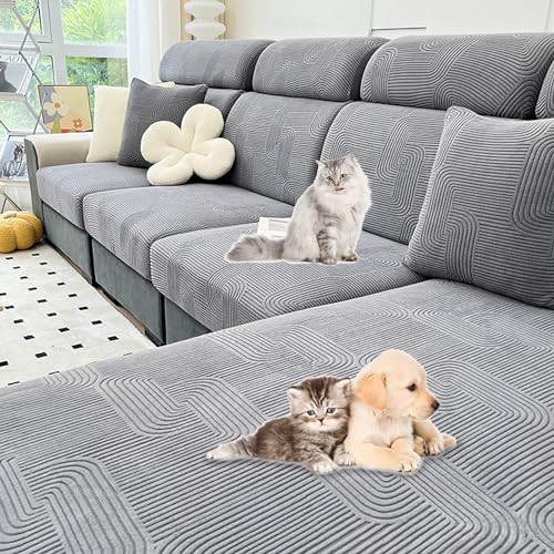 Zeyeo Weiche, Dehnbare Sofabezüge Für Chaiselongues In L-Form – Universelle, Waschbare Schoner Für Anbausofas(D,Headrest Cover) von Zeyeo