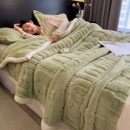 Zeyeo Weiche Jacquard-Sherpa-Überwurfdecke – Waschbare Ganzjahresdekoration Für Bett/Couch/Geburtstagsgeschenke(Green,47 * 79in) von Zeyeo