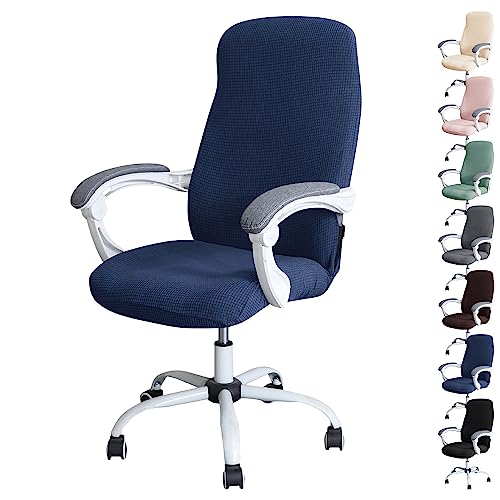 Zeyeo wasserdichte, Dehnbare Stuhlhussen Für Computerstühle, 1–6 Stück, Drehstuhl-Schutzhüllen Für Büro- Und Gaming-Stühle Mit Reißverschluss(Blue 1pcs,Large) von Zeyeo