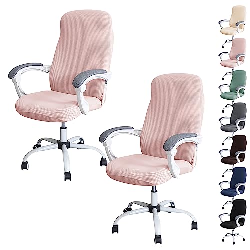 Zeyeo wasserdichte, Dehnbare Stuhlhussen Für Computerstühle, 1–6 Stück, Drehstuhl-Schutzhüllen Für Büro- Und Gaming-Stühle Mit Reißverschluss(Pink 2pcs,Medium) von Zeyeo