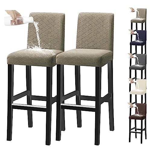 Zeyeo wasserdichte Stuhlhussen für Barhocker, 1er-/2er-/4er-Set, Stretch-Schonbezüge für Drehhocker, waschbar, Schutz für die untere Rückenlehne(Taupe 2pcs) von Zeyeo