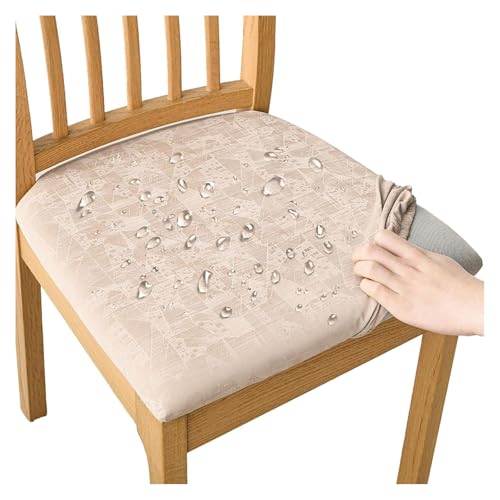 Zeyeo wasserdichte Stuhlsitzbezüge Aus Pu-Leder - 2er-, 4er- Oder 6er-Set - Katzenkratzfest, Waschbar - Beige, 2er-Pack, Für Esszimmer Und Küche(Khaki,2 Pack) von Zeyeo