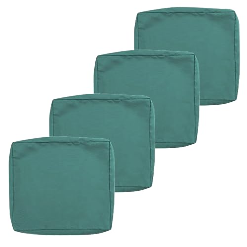 Zeyeo wasserdichte Terrassenkissenbezüge Mit Reißverschluss – Lichtbeständige Sitzbezüge Für Gartenmöbel Im Freien, Nur Bezüge(Cyan,24"x24"x4" -4 Pack) von Zeyeo