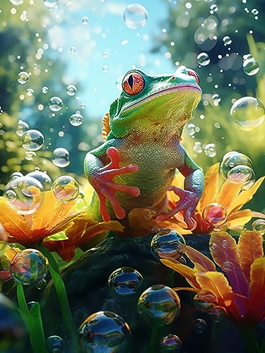 Zeyevan Diamond Painting Frosch Zubehör Bilder, DIY 5D Diamant Painting Bilder Tier Kreuzstich Strass Stickerei Handwerk Für Home Office Wanddekoration 30x40cm von Zeyevan