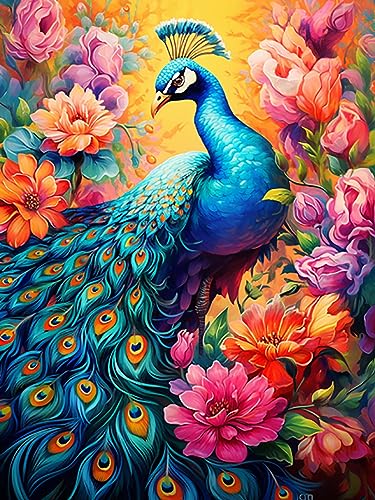 Zeyevan Diamond Painting Pfau Zubehör Bilder, DIY 5D Diamant Painting Bilder Tier Kreuzstich Strass Stickerei Handwerk Für Home Office Wanddekoration 30x40cm von Zeyevan