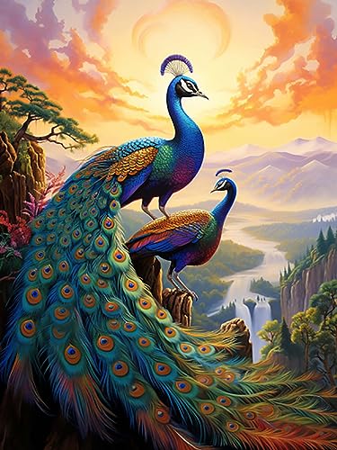 Zeyevan Diamond Painting Pfau Zubehör Bilder, DIY 5D Diamant Painting Bilder Tier Kreuzstich Strass Stickerei Handwerk Für Home Office Wanddekoration 30x40cm von Zeyevan