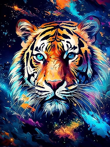 Zeyevan Diamond Painting Tiger Zubehör Bilder, DIY 5D Diamant Painting Bilder Tier Kreuzstich Strass Stickerei Handwerk Für Home Office Wanddekoration 30x40cm von Zeyevan