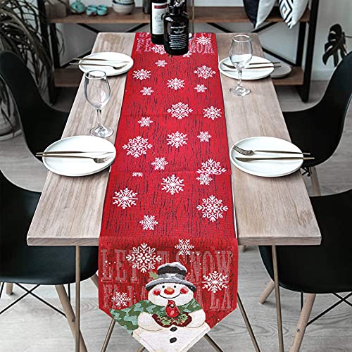 Zeyevan Weihnachten Tischläufer Weihnachten Tischdecken, 35 x 180cm Rot Leinen Weihnachten Tischläufer Tischdecke Weihnachtsmann Tischflagge Für Zuhause Tischdecke Kommode Party Gathering Dekoration von Zeyevan