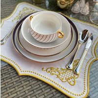 Gold Besticktes Modernes Tischset | Tischsets 6Er Set Speiseservice von ZeyrsHome