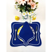 Wunderschönes Platzset Und Servietten Set Für 6 | Gestickte Weiße Moderne Tischsets von ZeyrsHome