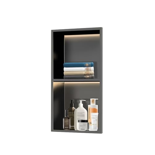 Duschnische Mit LED-Licht Einbauregale Aus Edelstahl 1/2/3/4-stöckiger Badezimmer-Wandschrank Wasserdicht, Keine Fliesen Erforderlich Für Die Küche In Wohn- Und Hotelzimmern(Schwarz,70x28x12.5 cm) von Zfmnoyev