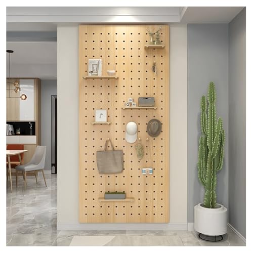 Lochwand Aus Massivholz 16 Mm Starke Wandaufbewahrungsplatte Pegboard-Sets Für Die Wandaufbewahrung Multifunktionaler Lochwandhalter Für Schlafzimmer, Arbeitszimmer Und Büro(Natural,60x80 cm) von Zfmnoyev