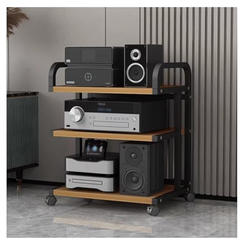 Stereo-Audio-Rack Mit 3/4/5 Ablagen, Mobiler Player-Ständer Mit Universalrollen, Video-Komponentenschrank Mit Verstellbarem Abstand, Für Wohnzimmer, Gaming- Und Aufnahmeräume(Black-A,50x40x85.5 cm) von Zfmnoyev
