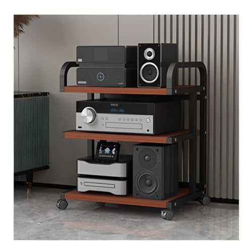 Stereo-Audio-Rack Mit 3/4/5 Ablagen, Mobiler Player-Ständer Mit Universalrollen, Video-Komponentenschrank Mit Verstellbarem Abstand, Für Wohnzimmer, Gaming- Und Aufnahmeräume(Black-C,50x40x65 cm) von Zfmnoyev