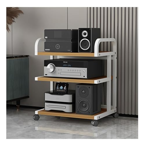 Stereo-Audio-Rack Mit 3/4/5 Ablagen, Mobiler Player-Ständer Mit Universalrollen, Video-Komponentenschrank Mit Verstellbarem Abstand, Für Wohnzimmer, Gaming- Und Aufnahmeräume(Weiß,50x40x85.5 cm) von Zfmnoyev