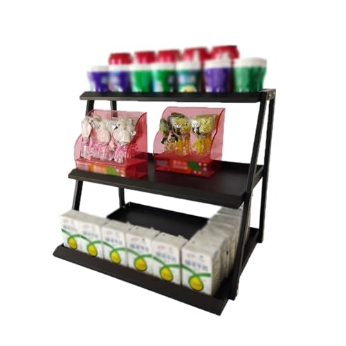 Zfmnoyev 3-stöckiger Süßigkeiten-Organizer Aus Metall Für Die Arbeitsplatte, Multifunktionaler Snack-Thekenständer, Snack-Präsentationsständer Für Den Einzelhandel(Schwarz,60x33x40 cm) von Zfmnoyev