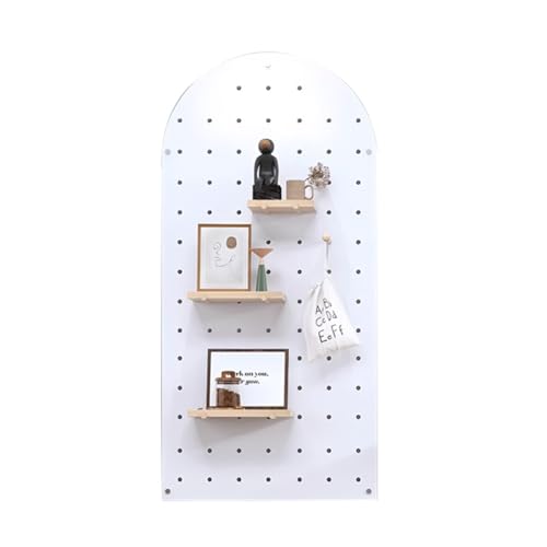 Zfmnoyev Bogenförmiges Wand-Organizer-Set Aus Holz Mit Lochplatten Aus Massivholz, Stecktafel-Kombinationsset, Für Küche, Garage, Büro, Wohnheim, Wohnzimmer(Weiß,60x120 cm) von Zfmnoyev