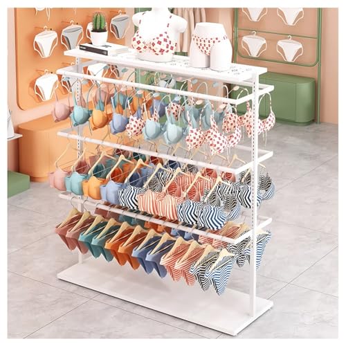 Zfmnoyev Doppelseitiger Unterwäscheständer Kleiderständer Aus Metall Mit Oberer Ablage Multifunktionaler Organizer Für Schals, BHS, Socken, Handschuhe Und Slips(Weiß,150x40x135 cm) von Zfmnoyev