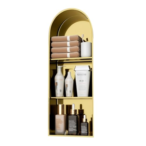 Zfmnoyev Duschnische In Bogenform Aus Edelstahl Einbau-Duschregal Badezimmer-Wandnische Keine Fliesen Für Wohnzimmer, Toiletten, Hotel, Apartment, Küche(Gold,90x30x15 cm) von Zfmnoyev