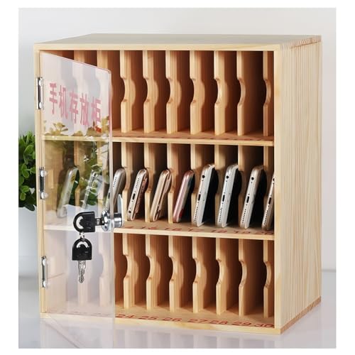 Zfmnoyev Handy-Aufbewahrungsschrank Aus Holz Mit Schloss, Mobiler Organizer Mit Transparenter Acryltür, Wandmontierte Handyschränke, Für Studenten, Mitarbeiter Und Büros(100Slots-609x190x534 mm) von Zfmnoyev
