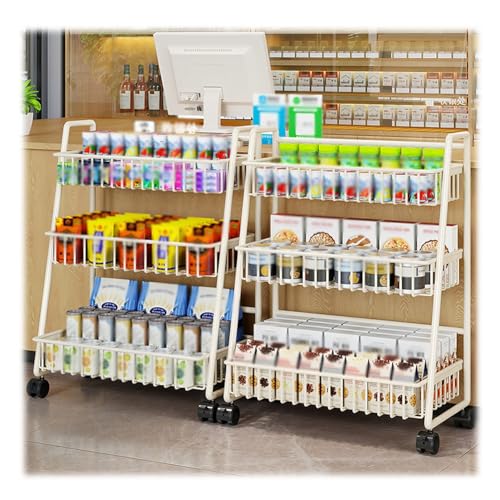 Zfmnoyev Kommerzielles Süßigkeitenregal Aus Metall, 2/3-stöckiges Supermarkt-Snackregal Mit Rollen, Standregal Für Geschäfte, Für Hotels, Cafés, Bäckereien, Heimspielgeräte, Geschäfte(40x26x46 cm) Zfmnoyev Kommerzielles Süßigkeitenregal Aus Metall, 2/3-stöckiges Supermarkt-Snackregal Mit Rollen, Standregal Für Geschäfte, Für Hotels, Cafés, Bäckereien, Heimspielgeräte, Geschäfte(40x26x46 cm) von Zfmnoyev