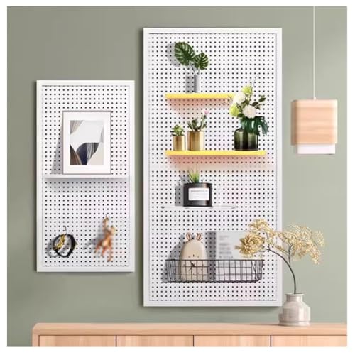 Zfmnoyev Lochwandpaneele Aus Metall, Wandmontiertes Stecktafelregal Für Die Garage Mit 10 Haken, Kombinations-Wand-Organizer-Set, Für Bastelraum, Homeoffice, Werkbank(60x40 cm) von Zfmnoyev