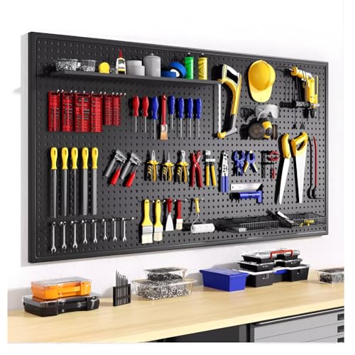 Zfmnoyev Metall-Lochwand-Organizer, Hochleistungs-Lochwand-Set, Lochwand-Werkzeugregal Mit Zubehörhaken, Für Wände, Zuhause, Garage, Werkzeugaufbewahrung, Werkbank, Küche(50x100 cm) von Zfmnoyev