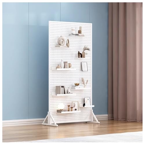 Zfmnoyev Metall-Stecktafelständer Mit 20 Stecktafelhaken Und Rollen Stehende Stecktafeleinheit Freistehendes Regal Für Den Kunsthandwerks-Einzelhandel Mit T-Fuß Für Zuhause(Weiß,50x40x150 cm) von Zfmnoyev