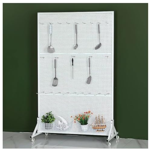 Zfmnoyev Mobiler Stecktafelständer Aus Metall Mit Rollen Und 20 Haken Freistehendes Stecktafelregal Mit T-Fuß Garagen-Stecktafel Ideal Für Bastel- Und Ladenpräsentationen(80x40x150 cm) von Zfmnoyev