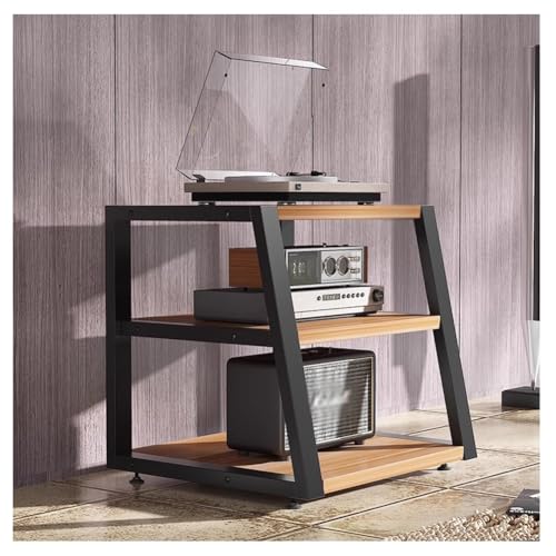 Zfmnoyev Regale Für Audio-/Videokomponenten, AV-Medienständer-Eckregal, Audio-Rack-Tower-Halterung, Holzregal Und Stahlrahmen, Für Zuhause, Büro, Kino Oder Aufnahmestudio(Black-C,60x52x60 cm) von Zfmnoyev