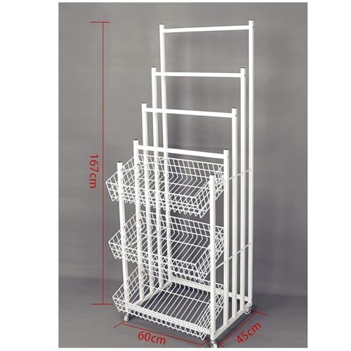 Zfmnoyev Regenschirmständer Mit Rollen Schirmständer Aus Metall Mit Haken Multifunktionaler Snack- Und Süßigkeitenhalter Für Den Eingangsbereich Von Supermärkten(Weiß,60x45x167 cm) von Zfmnoyev