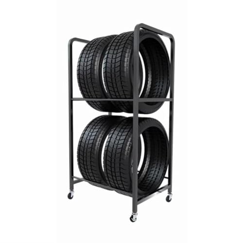 Zfmnoyev Reifenregal Mit Rollen Mobiler Reifenregalwagen Mit 4 Rädern Reifenregal Für Autoreifen Für Garage, Keller, Werkstatt(68x45x140 cm) von Zfmnoyev