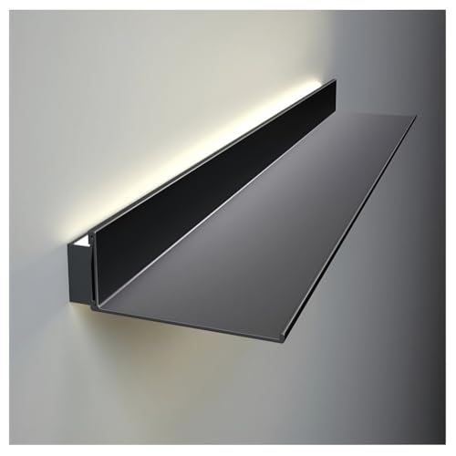 Zfmnoyev Schwebendes Präsentationsregal Mit Integrierter LED-Beleuchtung Und Transformator, Wandmontierte, Lichtemittierende Metallregale, Vielseitiges Präsentationsregal(Schwarz,100x20x6.8 cm) von Zfmnoyev