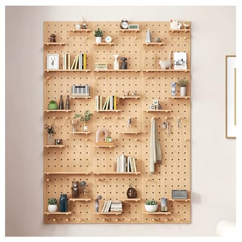 Zfmnoyev Stecktafel-Kombinationsset Aus Holz Modulare Wandaufbewahrung Hängende Stecktafel Für Wand, Basteln, Werkbank, Garage, Küche, Büro(Natural,60x80 cm) von Zfmnoyev