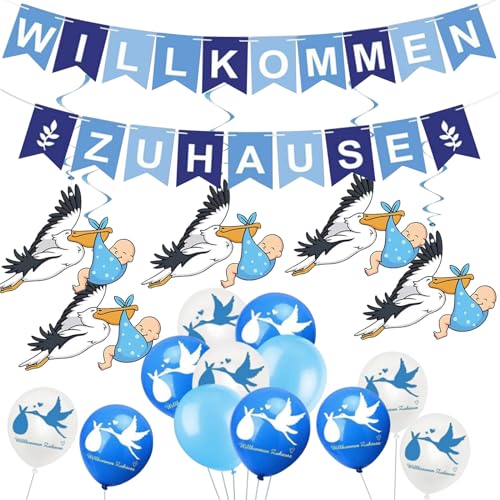 Welcome Home Baby,Willkommen Zuhause Girlande,Welcome Home Girlande,Willkommen zu Hause, Baby, Jungen, Dekoration, Willkommensdekoration, Ballon für Babyparty, Party, Dekoration, Blau von Zfseyuh