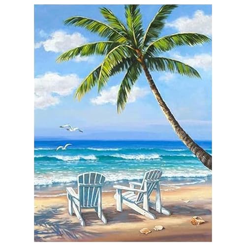 Zfseyuh Strand Landschaft Diamant Painting Set,30x40cm Erwachsene-Diamond Painting Landschaft,DIY 5d Diamant Painting Bilder für House Wall Dekoration, Bürodekoration, Restaurantdekoration von Zfseyuh