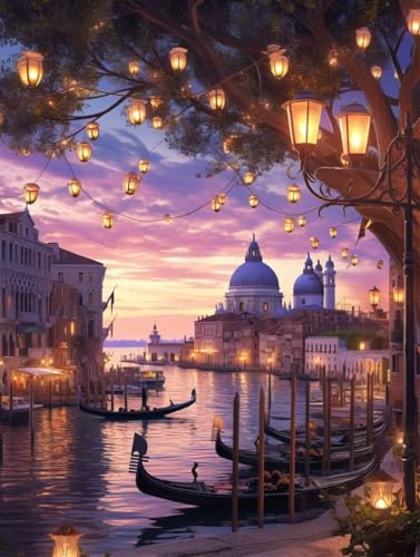 5D Diamond Painting Landschaft Diamant Painting Bilder Venedig Diamond Art Painting Erwachsene Kinder DIY Diamant Painting Bilder Erwachsene Stickerei Set Kreuzstich Bilder Home Wand Decor 30x40cm von Zgcoyeo